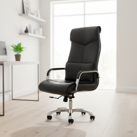 Chaise de bureau de direction moderne ergonomique en mousse haute densité et cuir PU avec hauteur réglable et base en aluminium