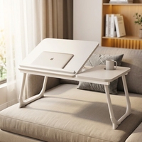 Table d'appoint portable et pliable en bois réglable en hauteur pour ordinateur portable, idéale pour le bureau, la maison, l'étude, le travail, la chambre, le canapé