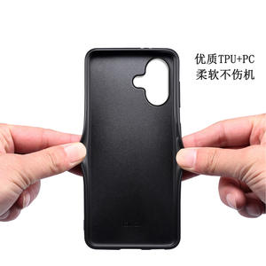 Funda de teléfono de cuero PU con patrón Litchi de Color sólido para <span class=keywords><strong>iPhone</strong></span> 17Air, funda de TPU simple a prueba de golpes para <span class=keywords><strong>iPhone</strong></span> 16 15 14 13 12 Pro Max - Product Image 4