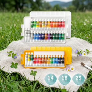 Simbalion GC-12 Ensemble de peinture à l'aquarelle opaque à 12 couleurs avec tubes en aluminium Emballage en boîte en papier Certifié EN 71-3 ASTM F963 - Product Image 6