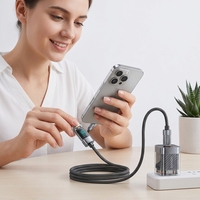 Câble de charge rapide USB C vers USB C PD 100W en nylon tressé de 1 m avec affichage numérique de la puissance pour smartphones et ordinateurs portables