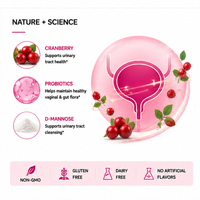 Comprimés OEM CranberryProbiotics D-Mannose pour la Santé Urinaire 36mg PAC – Complément Quotidien de Soutien de la Flore Intérieure à base de Probiotiques de Canneberge