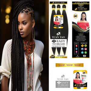 Échantillon Gratuit - Mèches Synthétiques Yaki Lisses et Douces de 52 Pouces (225g) pour Tresses Africaines, Fibre Pré-Étirée EZ 3x pour Tressage Facile - Product Image 1