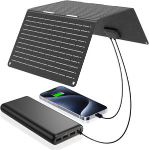 Cargador de Panel Solar de 30W, Portátil y Plegable, con Carga USB-C y USB-A, ETFE IP67 Impermeable, Compatible con Teléfonos Celulares - Product Image 1