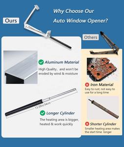 <span class=keywords><strong>Petit</strong></span> ouvre-fenêtre automatique <span class=keywords><strong>pour</strong></span> <span class=keywords><strong>serre</strong></span>, sensible à la chaleur <span class=keywords><strong>solaire</strong></span>, en acier galvanisé argenté/noir, à ressort unique - Product Image 5