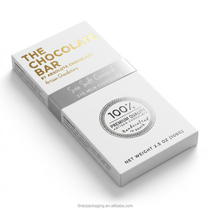 Confezione Biodegradabile in Cartone Bianco con Chiusura a Incastro per Barrette di Cioccolato Biologico, Stampa Professionale - Product Image 2