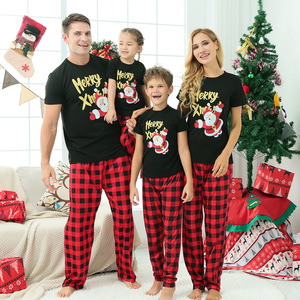 Conjuntos de Pijamas de Natal para Família com Manga Curta, Estampa Xadrez, Pai, Mãe e Filhos, Pijamas de Natal 2023 - Product Image 1