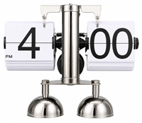 Horloge à bascule design moderne, horloge de table à quartz automatique pour la décoration de la maison, du bureau, cadeau # HY-F002-W