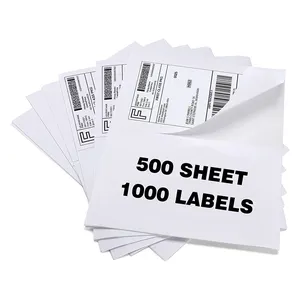 Imprimantes laser et à jet d'encre Adhésif imprimable Mailing Barcode Fba Labels A4 8.5x11 pouces Demi-feuille Étiquettes d'expédition 2 par feuille