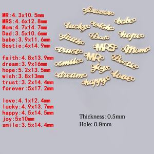 Connecteurs en or 14 carats plaqué or, maman, papa, amour, espoir, souhait, confiance, pour toujours, lettres, anti-ternissement, bijoux permanents, breloques - Product Image 4