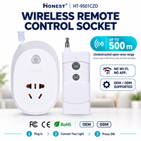 Soket Kontrol Jarak Jauh Nirkabel RF 500m untuk Lampu Toko, Display, dan Lampu Hias OEM ODM HONEST HT-9501CZD