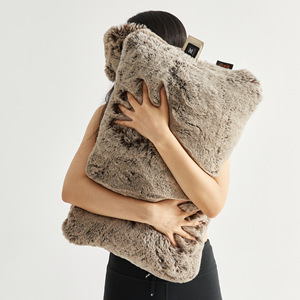 Heated Plush Pillow Memory Foam Square Gray Brown Warmth <b>Cushion</b> - Product Image 3