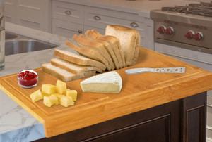 Bandeja para servir carne de cocina personalizada profesional, cubierta de estufa de bambú Extra grande, tabla de cortar con borde de mostrador - Product Image 6