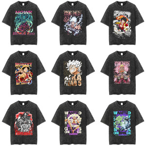 <span class=keywords><strong>T</strong></span>-<span class=keywords><strong>shirt</strong></span> Américain Homme É<span class=keywords><strong>t</strong></span>é Ample Imprimé Manches Courtes Style Streetwear Brodé Anime Vieilli Lavé 240 Grammes - Product Image 1