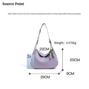 <span class=keywords><strong>Sac</strong></span> à bandoulière en cuir véritable de luxe au design épuré avec pendentif, sangle réglable, sacs à main demi-lune sous le bras pour femmes, idéal pour les trajets quotidiens - Product Image 2