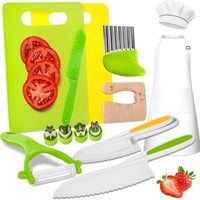 Petits ustensiles de cuisine, ensemble de 19 pièces en plastique, couteaux pour enfants, planche à découper, grattoir à gâteau, ensemble de pâtisserie