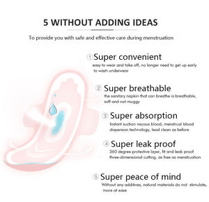 Servilleta sanitaria de noche Fibra de <span class=keywords><strong>celulosa</strong></span> de iones negativos Período de bambú orgánico Almohadillas para mujer Servilleta sanitaria de anión - Product Image 2