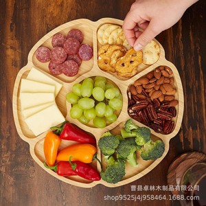 Sunflower-shaped wooden rotating solid wood <b>tray</b> for afternoon <b>tea</b>, desserts, fruits, vegetables, and bread. - Product Image 2