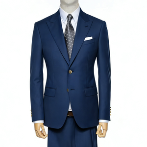 Costume <span class=keywords><strong>homme</strong></span> <span class=keywords><strong>bleu</strong></span> <span class=keywords><strong>marine</strong></span> classique britannique à simple boutonnage, sur mesure, style business décontracté, boutons métalliques, grandes tailles. Costumes slim fit - Product Image 2