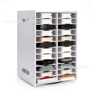 OY-PVC Desktop Display Stand 24 Compartments Rotating <b>Storage</b> Rack 22x33x20.5cm Office Organizer Standing Type - Product Image 5