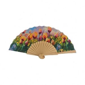 Abanicos de Madera de 23cm al por Mayor, Hechos a Mano con Patrones Coloridos, 18 Unidades con Asas, Novedad, Personalizables, para Promociones y Decoraciones - Product Image 6