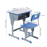 Meubles de classe en bois et métal, bureau et chaise réglables en hauteur pour un seul élève, pour l'école primaire, certifiés IOS CE