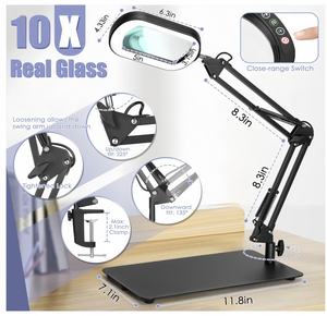 Loupe carrée 10X avec lumière et support, loupe éclairée par LED en verre véritable - Product Image 2