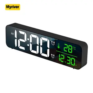Myriver relógio despertador, 10 polegadas, hora do nascer do sol, projeção, rádio fm, despertador, luzes digital, operado a bateria