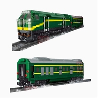 Jouets en blocs transfrontaliers |   Locomotive diesel verte télécommandée électrique pour garçons et filles, modèle à assembler