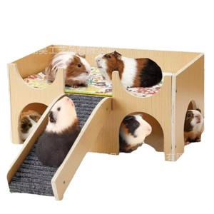 Hábitat rectangular de madera para hámster, casa multifuncional para animales pequeños con rampa y escondites para hámster - Product Image 5