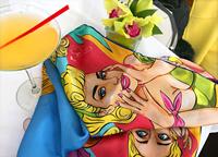 Bandana décorative personnalisée pour femme, motif dessin animé coloré, accessoire de fête