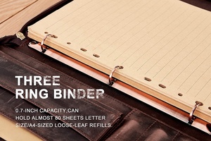 Tùy Chỉnh PU Giấu Da Danh Mục Đầu Tư Kinh Doanh Thư Mục <span class=keywords><strong>3</strong></span> Vòng Binder Zipper Padfolio - Product Image 3