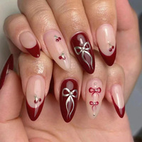 Offre Spéciale – Faux Ongles Style Français Rouge Cerise – Ongles Artificiels en ABS Couverture Complète – Fabriqués en Chine – Vente en Gros pour Filles