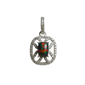 Collier pendentif en opale d'Éthiopie naturelle, en argent 925, opale de feu ronde avec halo de zircon blanc, style italien, bijoux en argent - Product Image 1