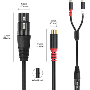 Cable Divisor en Y de Audio Estéreo de Nylon Trenzado, Doble RCA Hembra a <span class=keywords><strong>XLR</strong></span> de 3 Pines Hembra, Cable de Micrófono Auxiliar de Audio No Balanceado <span class=keywords><strong>XLR</strong></span> a RCA - Product Image 4