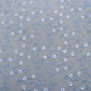 Mới Thêu Vải Màu Xanh Hoa Thêu <span class=keywords><strong>Polyester</strong></span> Ren Vải Cho Buổi Tối Ăn Mặc Váy Cưới Tự Làm Quần Áo Mf89 - Product Image 2