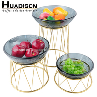Huadison hôtel fournitures or restauration stand servant salade rack dessert contremarches buffet nourriture présentoir pour fête de mariage