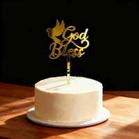 Décorations de gâteau en acrylique en forme de croix chrétienne et de colombe, avec inscription « Dieu bénisse », accessoires pour gâteaux de fête