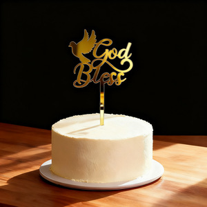 Decorazioni per Torte a Forma di Croce Cristiana e Colomba in Acrilico, Accessori per Torte 'God Bless', Decorazioni per Feste - Product Image 3