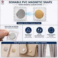 Botones Magnéticos Invisibles de PVC con Cierre Magnético Oculto para Coser en Ropa y Bolsos, Cierre Magnético para Manualidades, 10mm 15mm 20mm Iman
