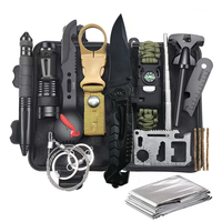 Équipement de survie d'urgence professionnel pour l'extérieur 15 en 1, kit de survie de défense tactique amélioré outils pour les aventures d'escalade