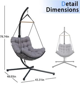 Chaise à œufs suspendue avec support Chaise pivotante d'intérieur Chaise à œufs <span class=keywords><strong>hamac</strong></span> d'extérieur pour patio chambre jardin et <span class=keywords><strong>balcon</strong></span> - Product Image 6