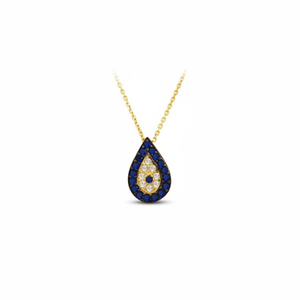 14K Solide Or Waterdrop Larme Turc Mauvais Oeil Charme collier - Product Image 2