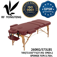 Cama de Terapia Plegable Portátil Profesional de Madera de 3 Secciones, Capacidad de 260 kg, Cuero PU, para Salón, Tatuajes, Masajes, con Reposacabezas y Reposabrazos