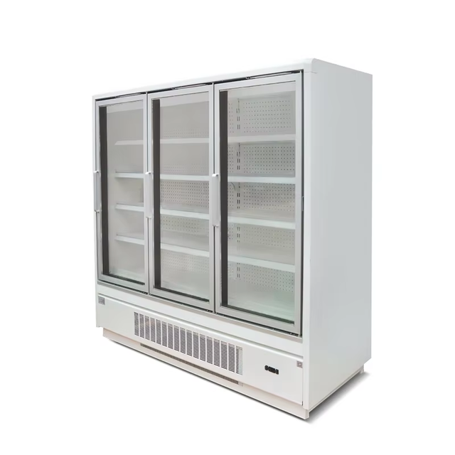 Vertical Glass Door Supermarket Beverage Display Deep Display Refrigerator Freezer