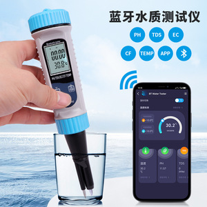 Medidor de calidad del agua portátil con Bluetooth, pH, TDS, EC, CF, temperatura, 5 en 1, con sonda puntiaguda para pruebas de acuarios y piscinas - Product Image 4