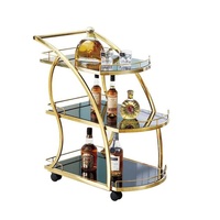 Chariot de service mobile en métal pour cuisine, mobilier d'hôtel, restaurant, hôtel, fontaine en acier inoxydable, chariot à thé en bois