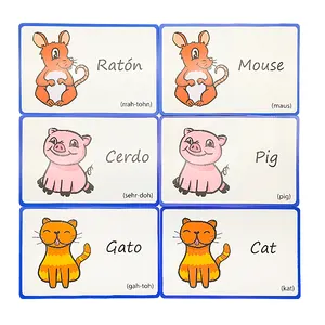 Özel baskılı çocuklar eğitim hafıza İngilizce alfabe kartı İspanyolca Flash kartlar