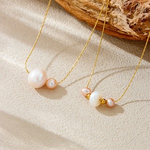 Großhandel Mode Minimalist Pearl Halskette Einzigartige Trendy Edelstahl Dünn kette Halskette für Dame - Product Image 1