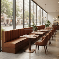 Ensemble de mobilier commercial sur mesure pour restaurant, banquette en cuir marron pour hôtel et bistro
